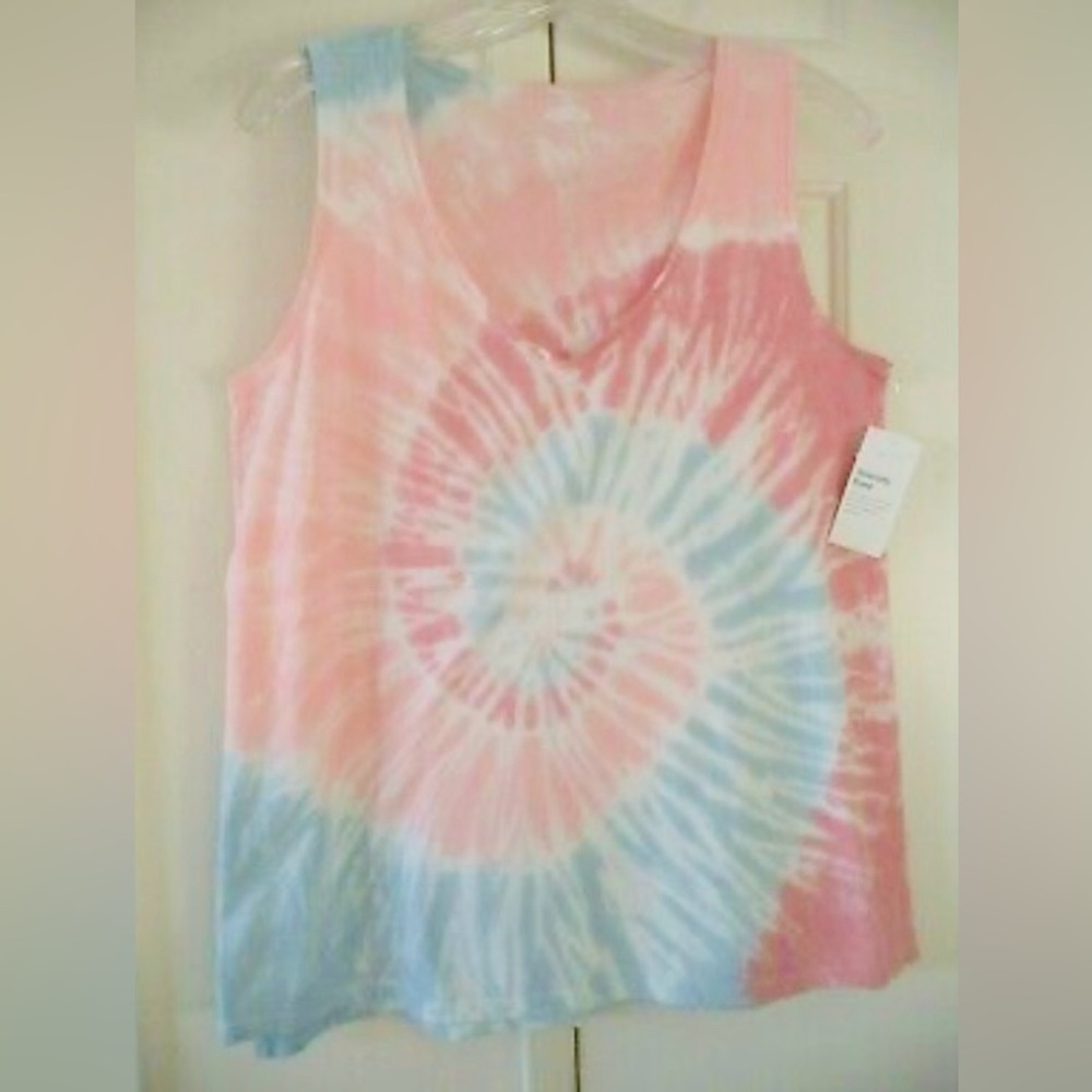 Old Navy Pink and Blue Tie-Dye Tank Top